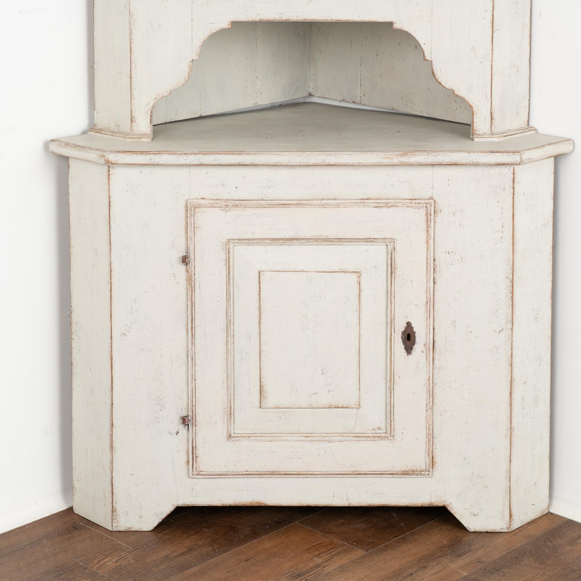 Swedish Tall White Corner Cabinet Cupboard, Sweden circa 1820-40 For Sale