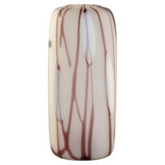 Jarrón alto de cristal de Murano blanco + arándano vintage Carlo Moretti