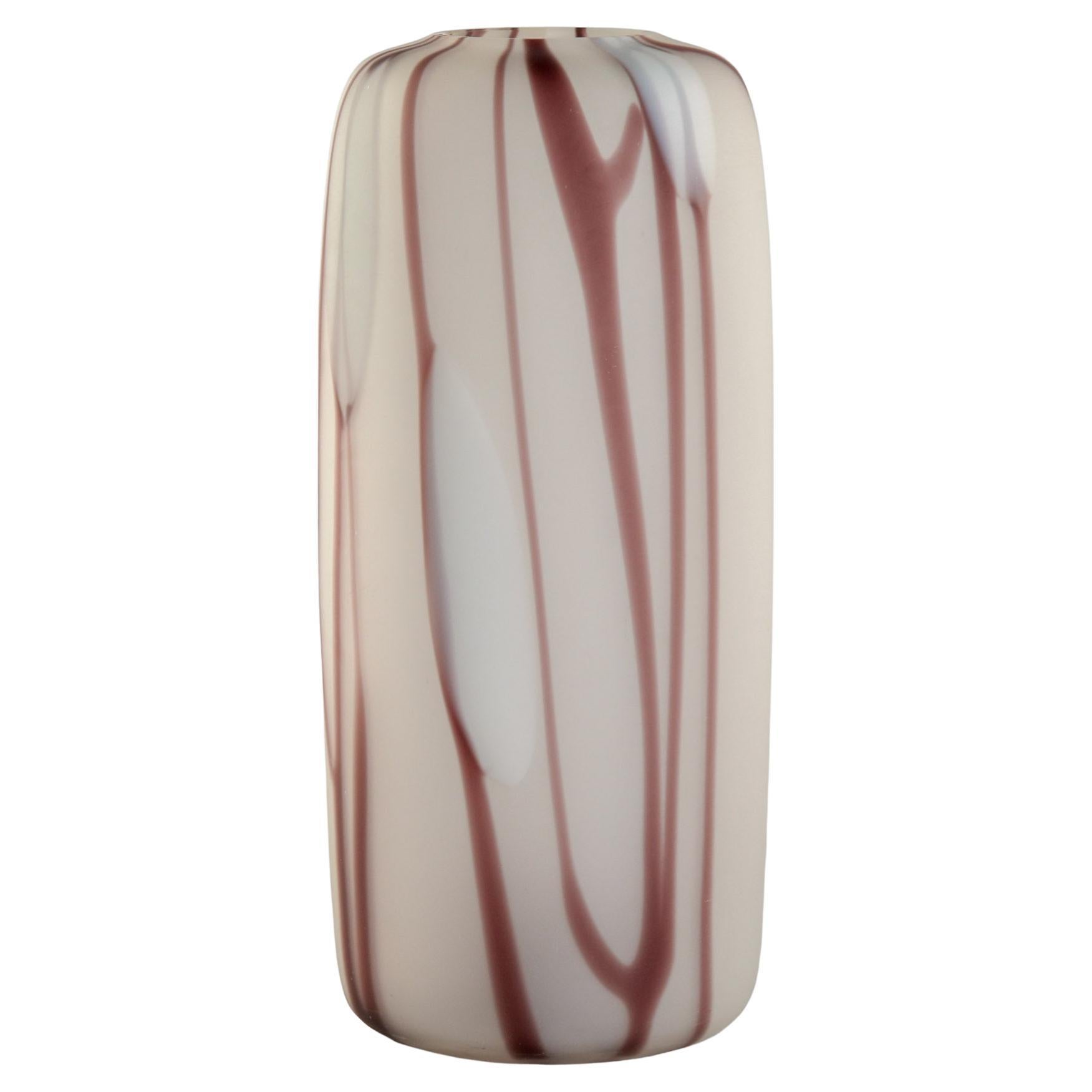 Große Vase aus Murano-Glas von Carlo Moretti in Weiß und Preiselbeere