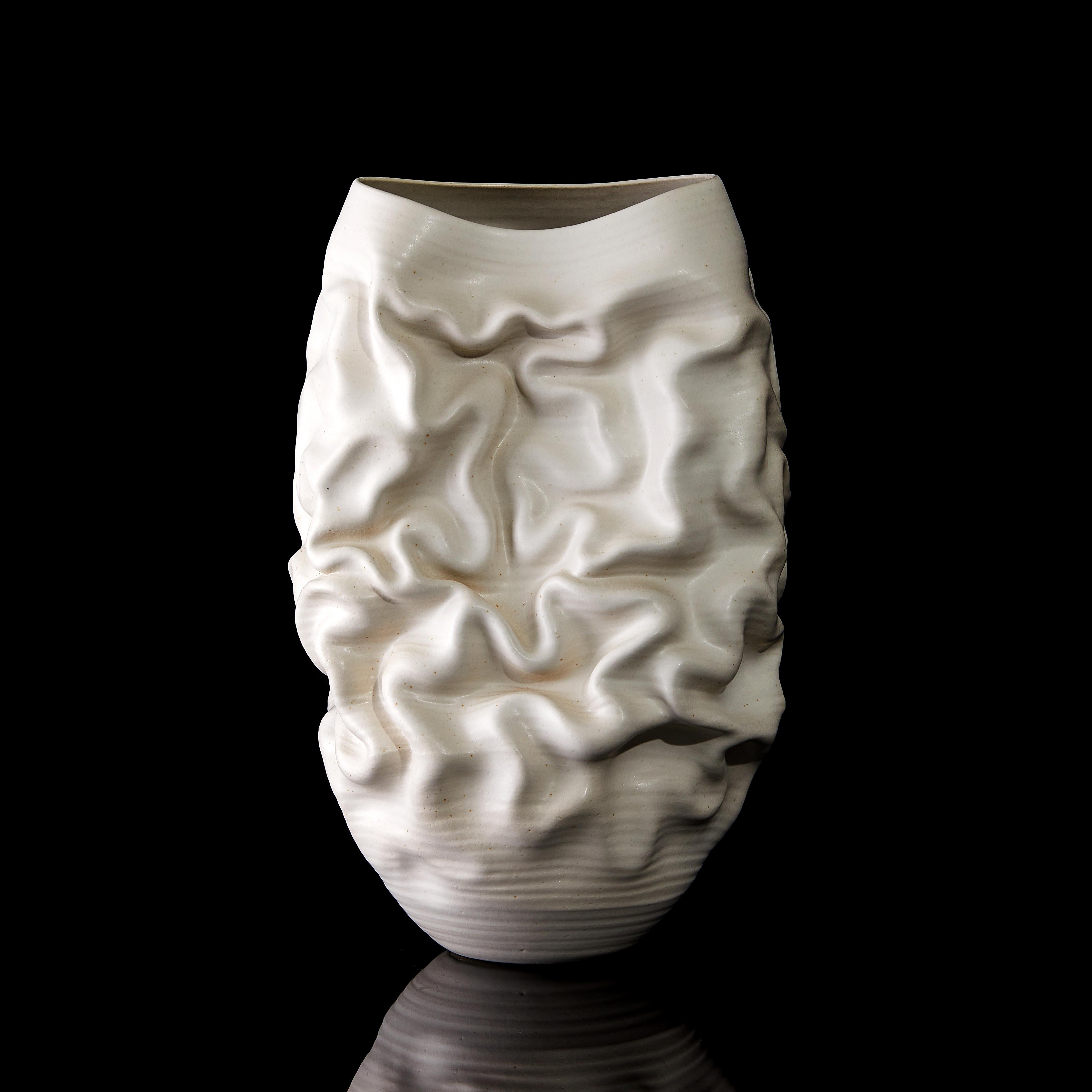 Organic Modern Tall White Dehydrated Form No 43, a Ceramic Vessel by Nicholas Arroyave-Portela