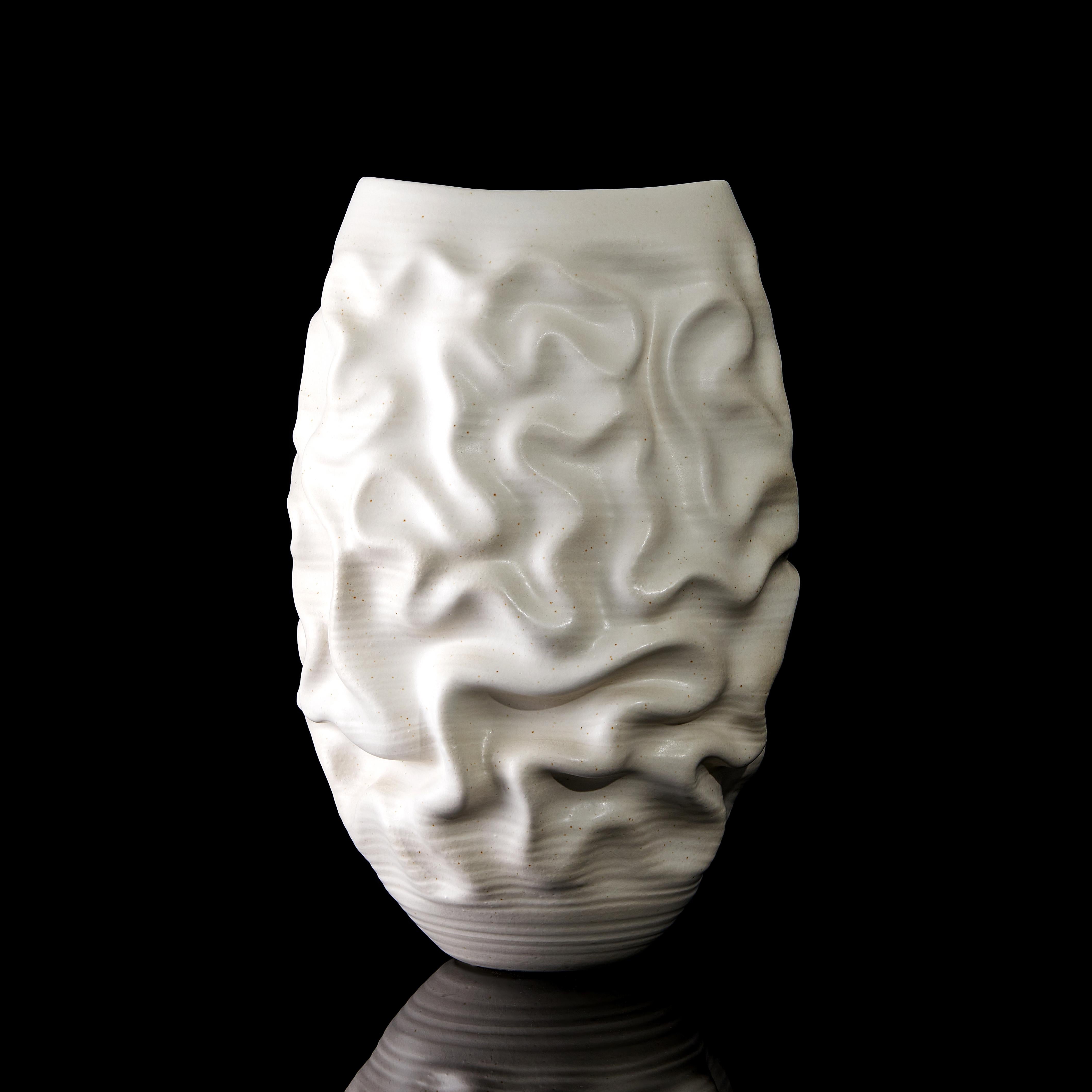 Spanish Tall White Dehydrated Form No 43, a Ceramic Vessel by Nicholas Arroyave-Portela