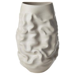Tall White Dehydrated Form No 69, creased vase by Nicholas Arroyave-Portela