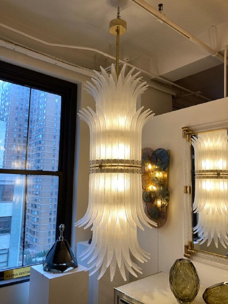 Hollywood Regency Tall White Frosted Murano Glass 