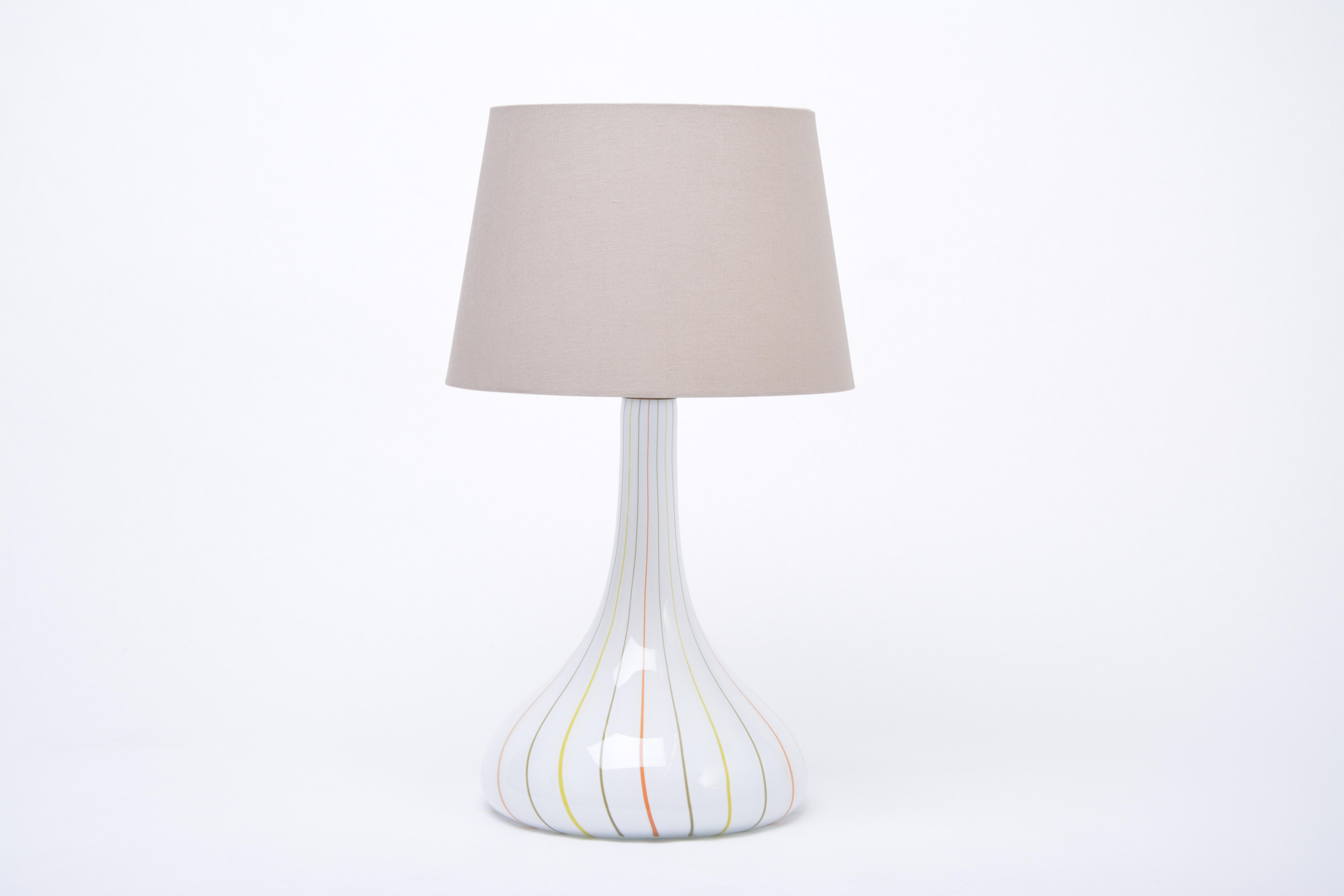 Tall White Glass Table Lamp model 