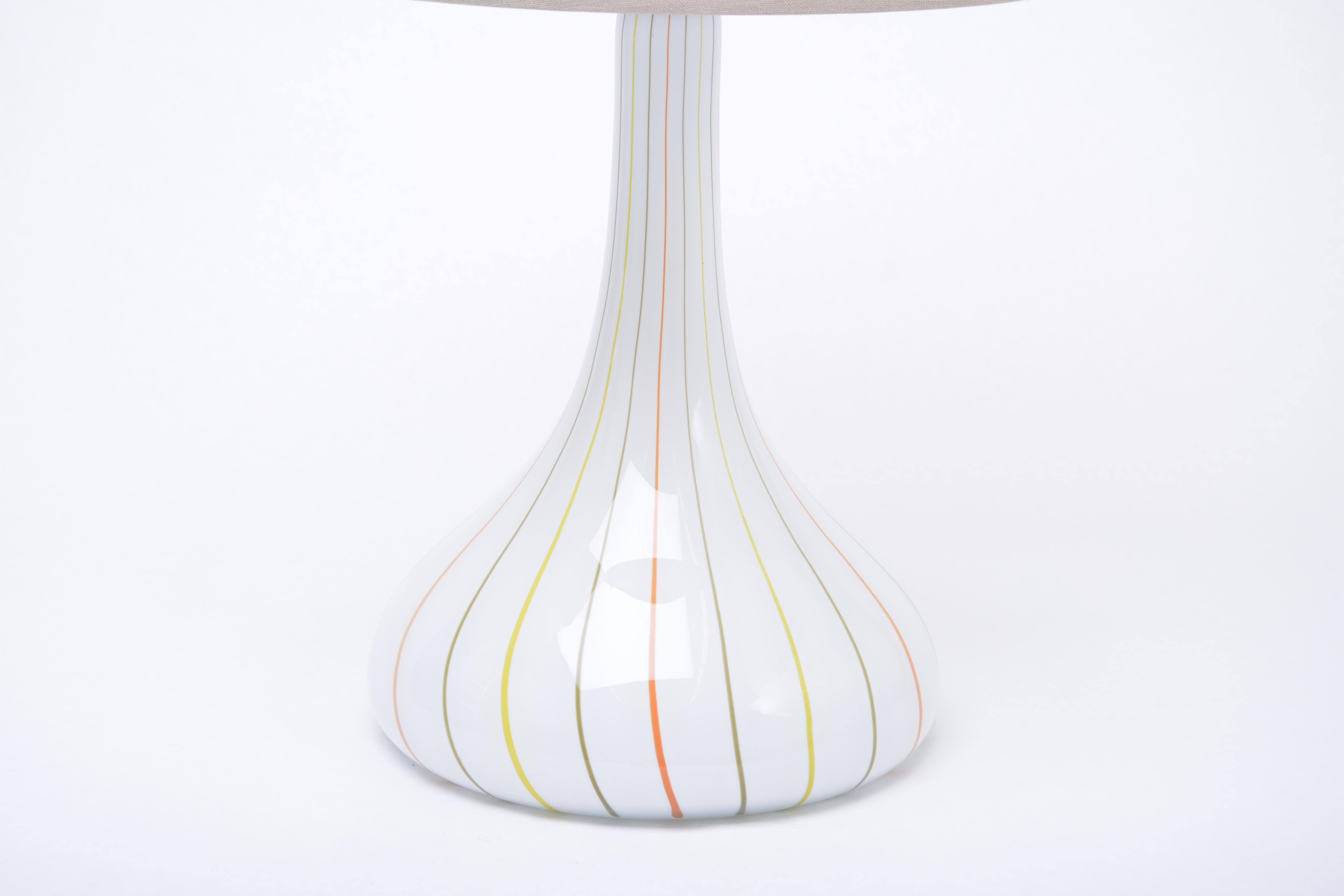 Mid-Century Modern Tall White Glass Table Lamp model 