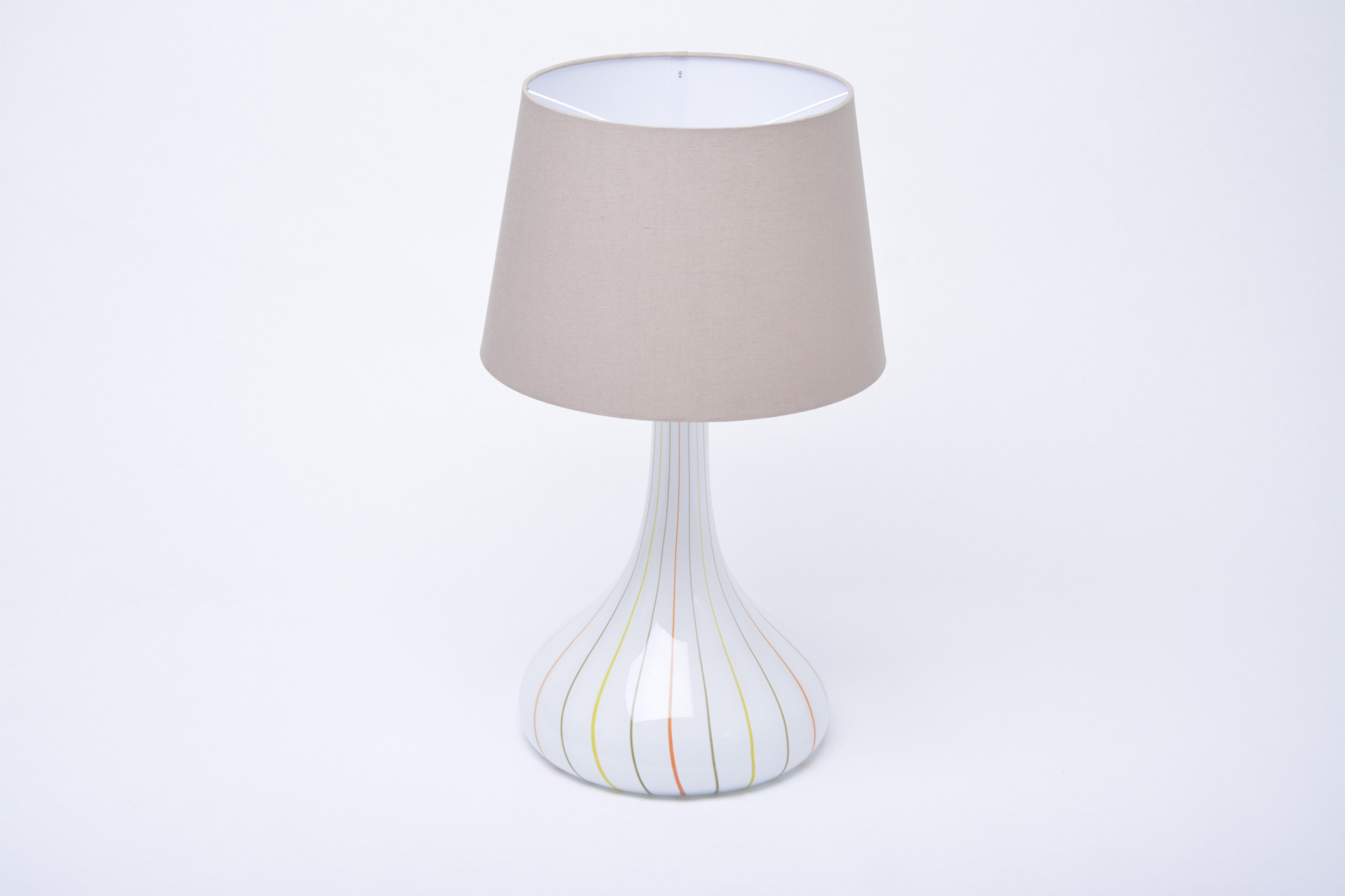 Danish Tall White Glass Table Lamp model 