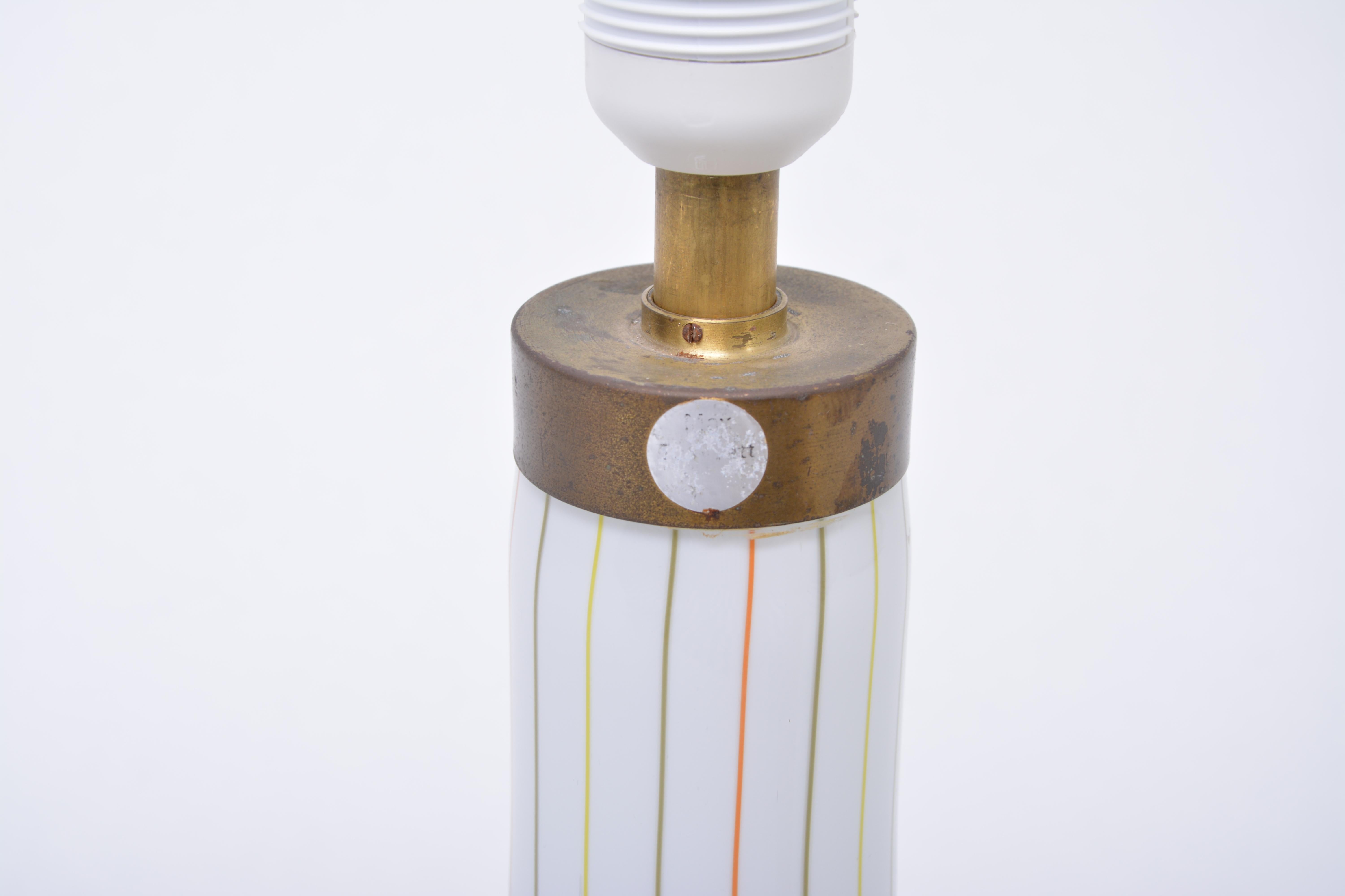 20th Century Tall White Glass Table Lamp model 