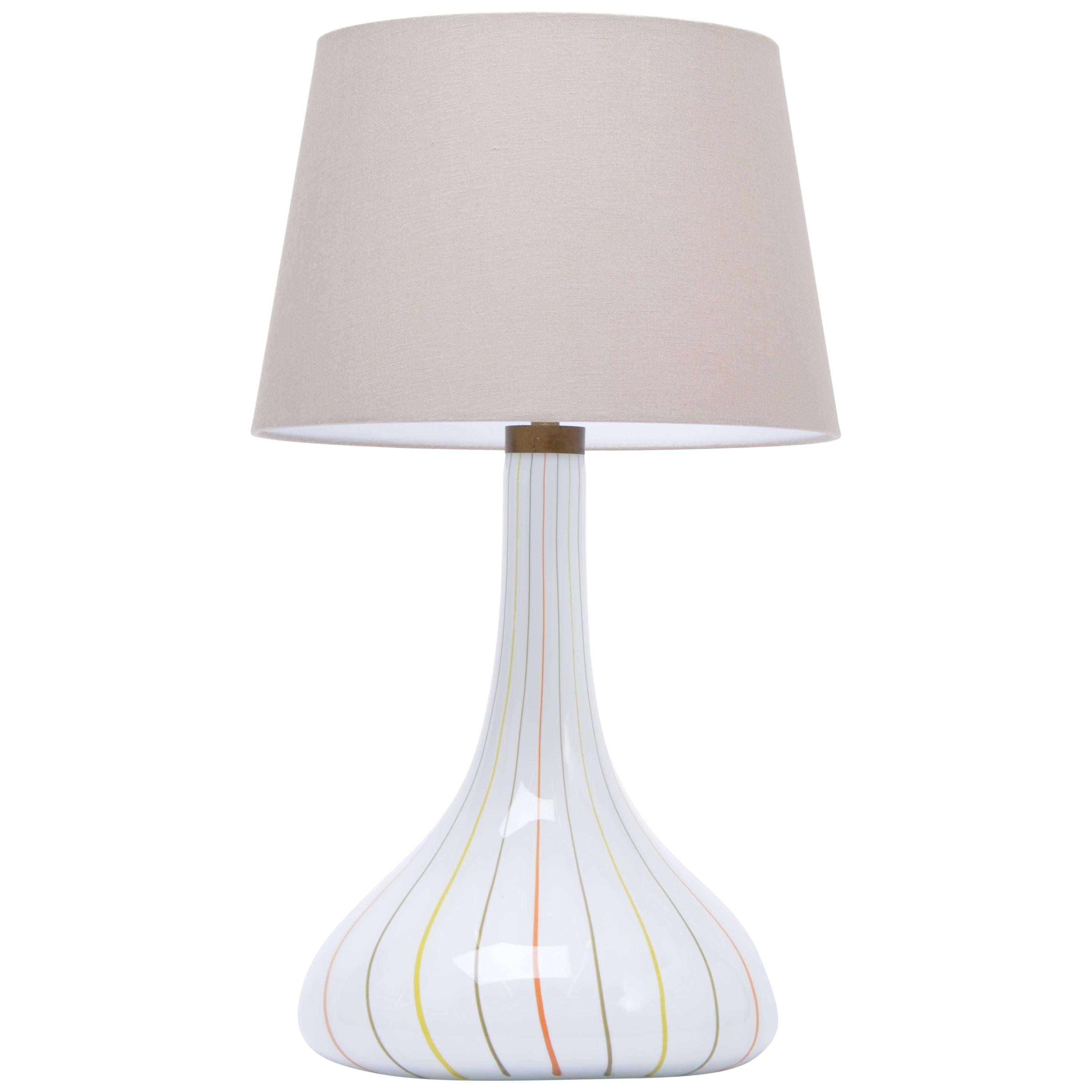 Tall White Glass Table Lamp model "Candy" by Kylle Svanlund for Holmegaard