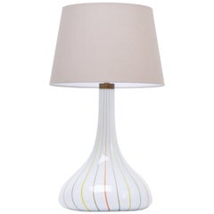 Tall White Glass Table Lamp model "Candy" by Kylle Svanlund for Holmegaard