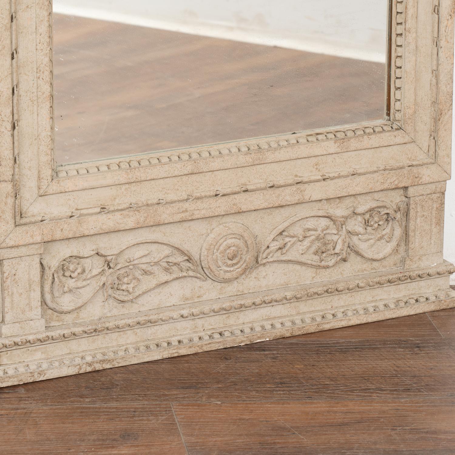 Tall White Painted Trumeau Mirror with Greek Figures, Sweden circa 1900 For Sale 4