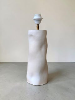 Tall White Plaster Lamp Designed by a French ceramist.
