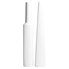 Tall White Porcelain Vase Duo by Hans Theo Baumann and Erich Wilhelm John for Ro