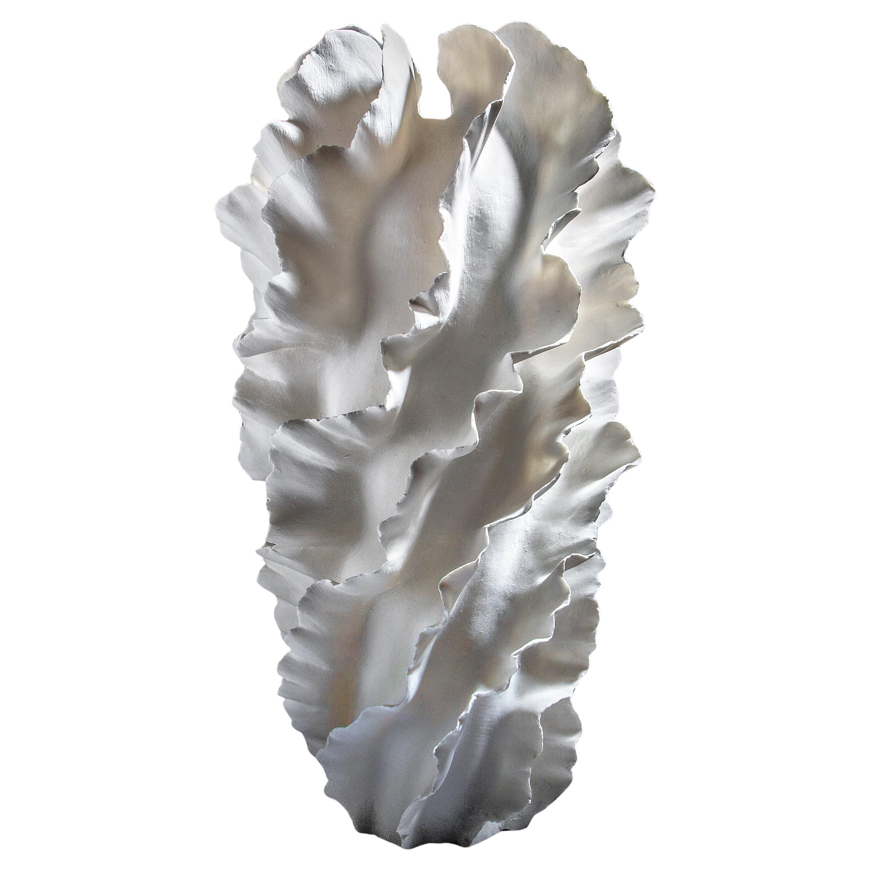 Tall White Ruffled Porcelain Sculpture, Sandra Davolio For Sale