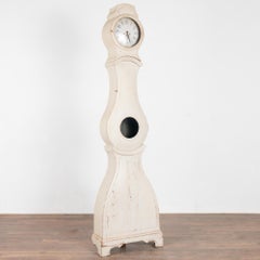 Tall White Swedish Pine Mora Grandfather Clock, circa 1840