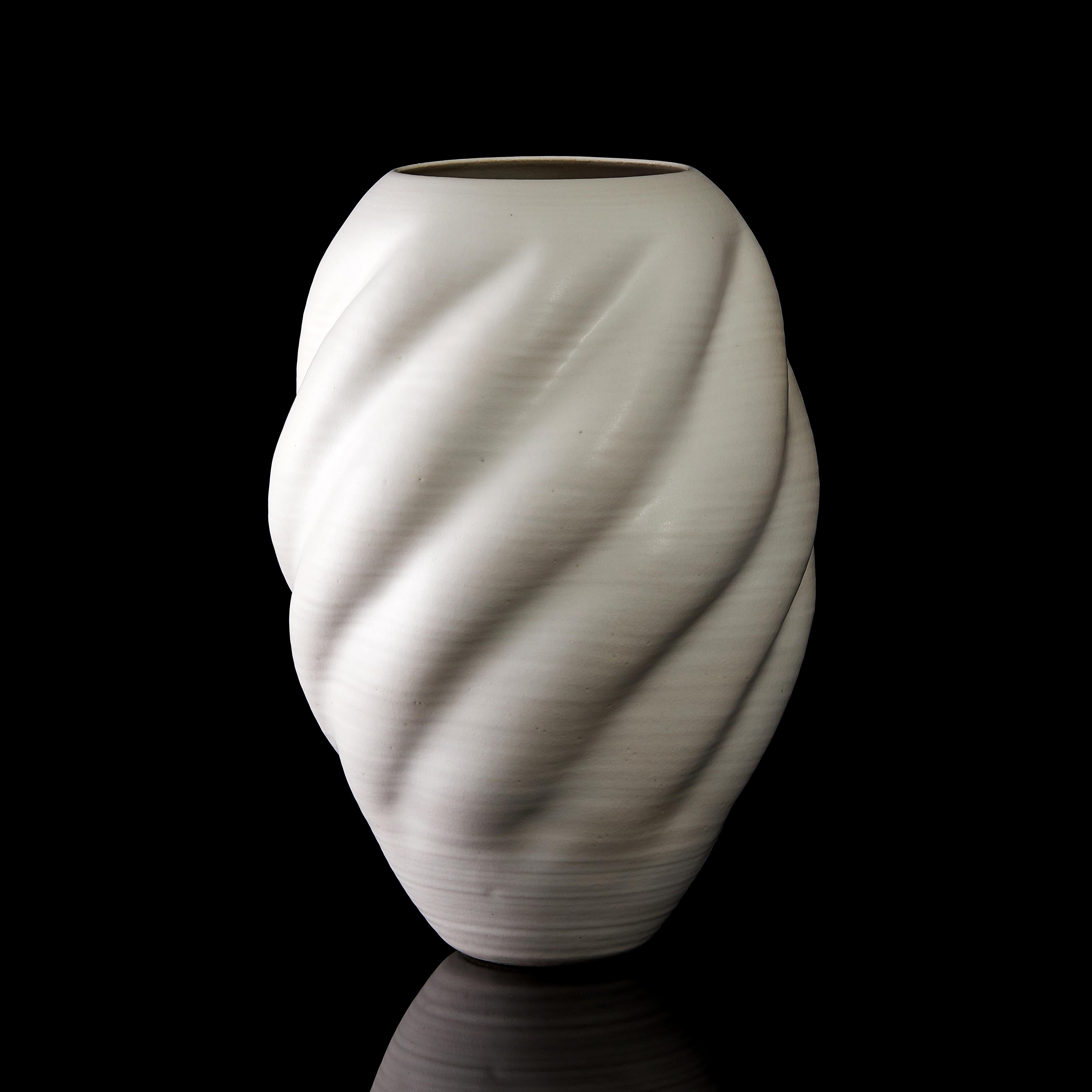 Organic Modern Tall White wave Form No 44, a unique Ceramic Vessel by Nicholas Arroyave-Portela