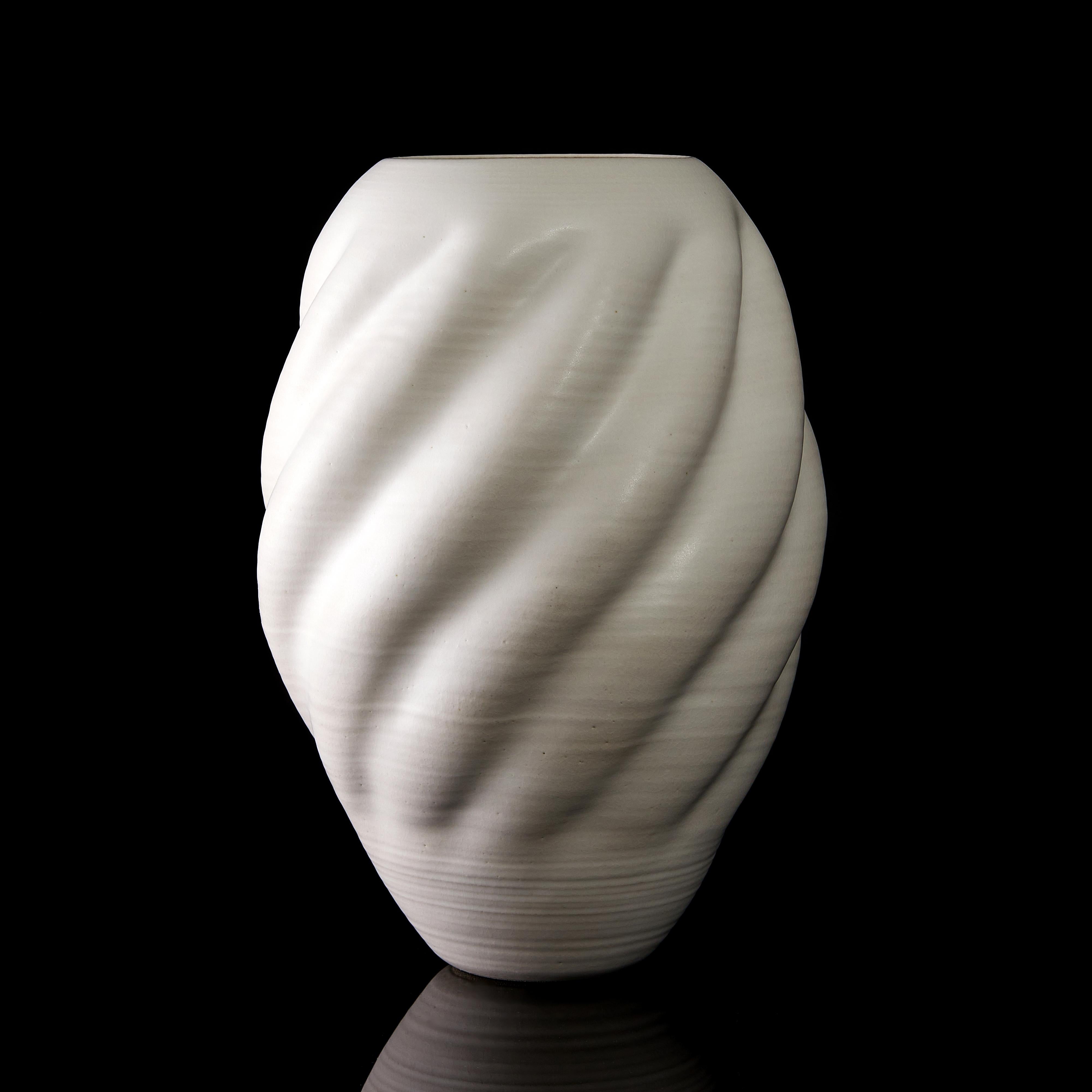 Spanish Tall White wave Form No 44, a unique Ceramic Vessel by Nicholas Arroyave-Portela