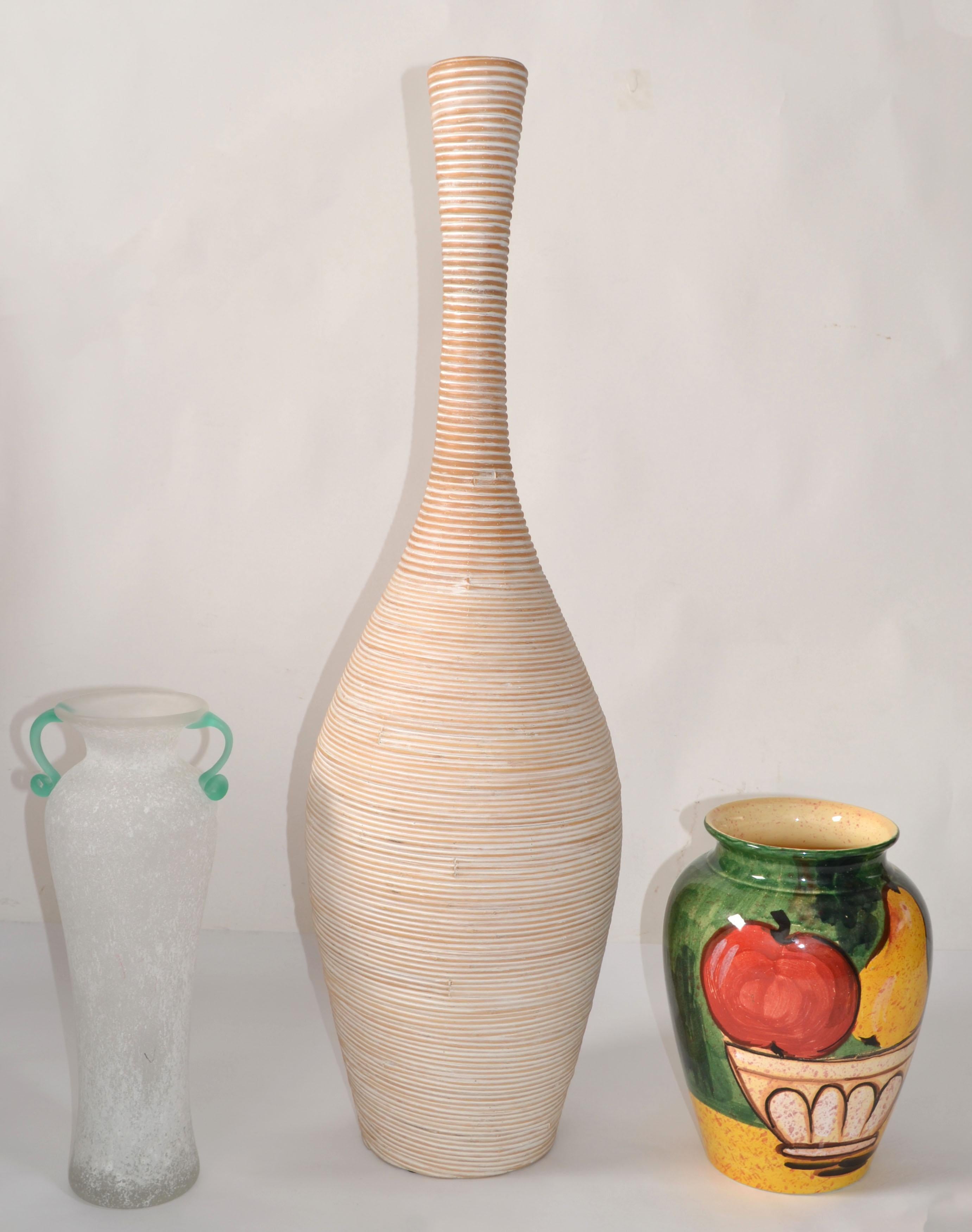 Americano Vaso da terra alto Whitewash Reed Home Decor in legno 40 In Rustic Farmhouse Planter in vendita