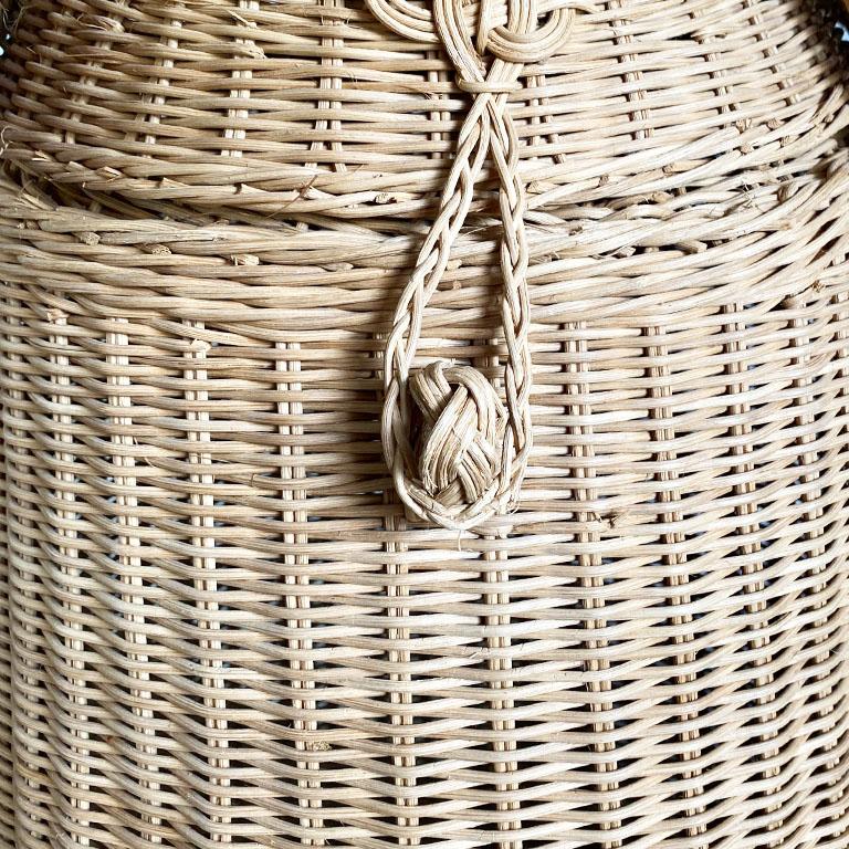 Tall Wicker and Rattan Decorative Elephant Storage Basket after Mario Torres 2