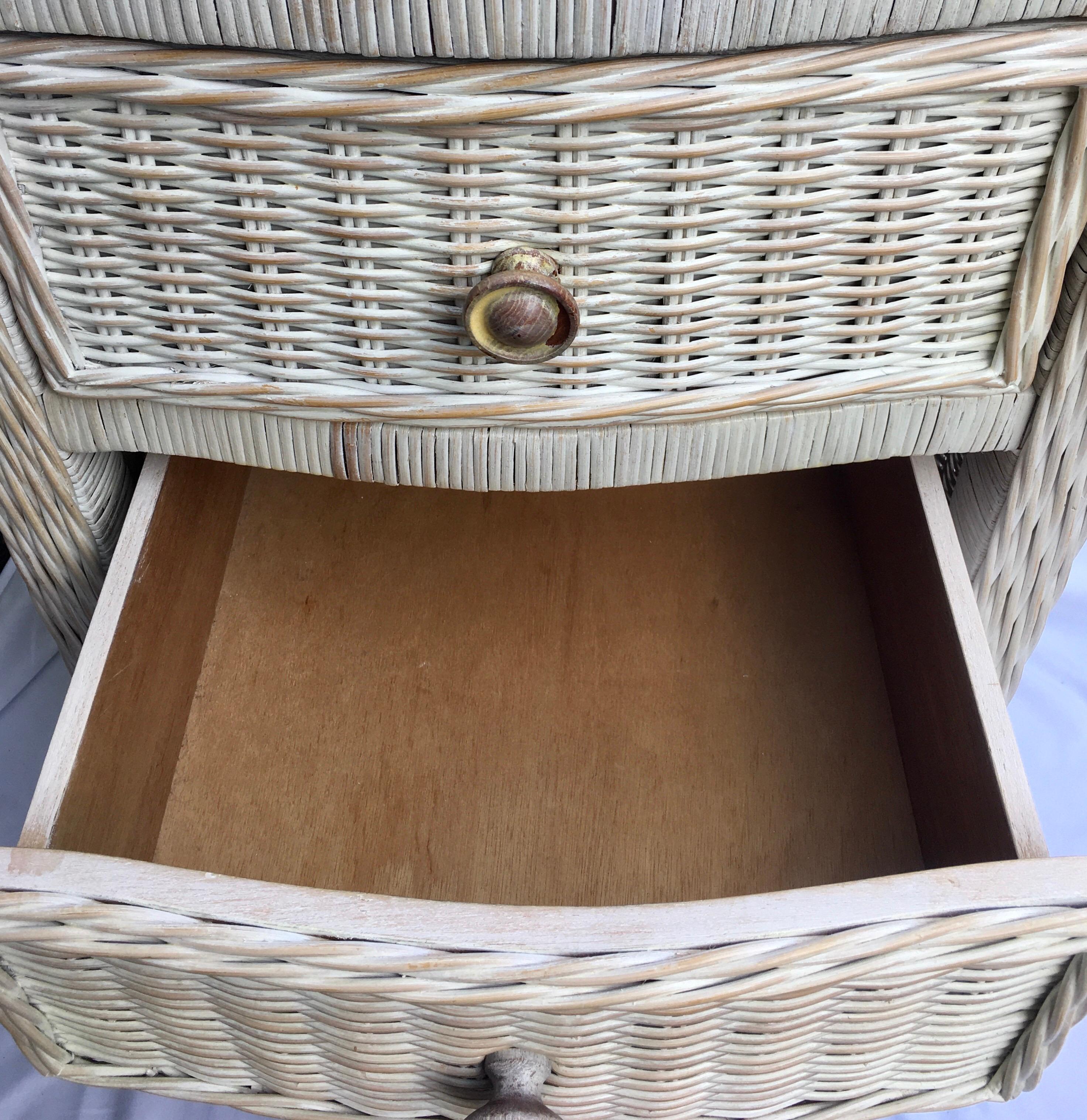 20th Century Tall Wicker Curved Serpentine Lingerie Chest of Drawers