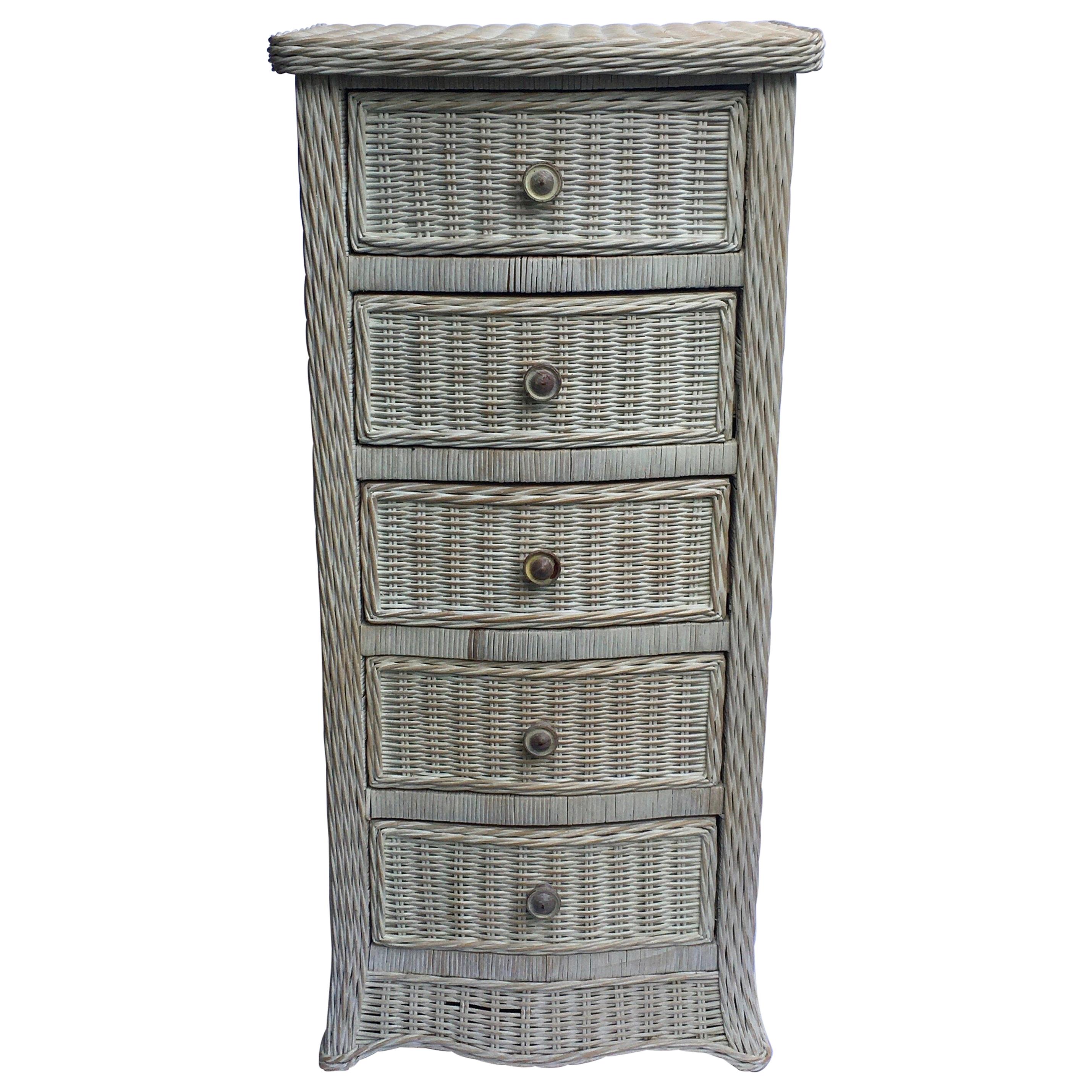 Tall Wicker Curved Serpentine Lingerie Chest of Drawers