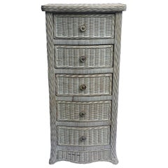 Used Tall Wicker Curved Serpentine Lingerie Chest of Drawers