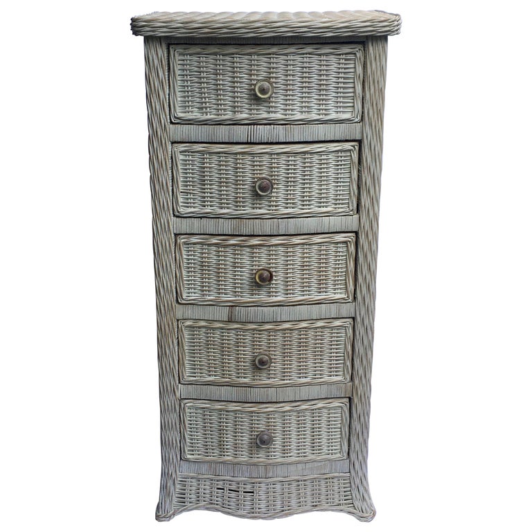 Tall Wicker Curved Serpentine Lingerie Chest Of Drawers At 1stdibs