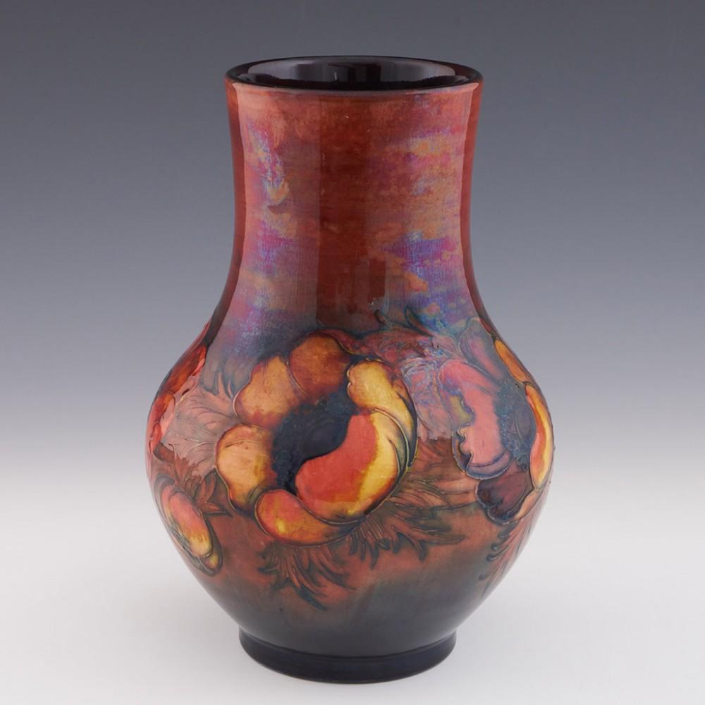 Pottery Tall William Moorcroft Anemone Flambe Vase, circa 1935