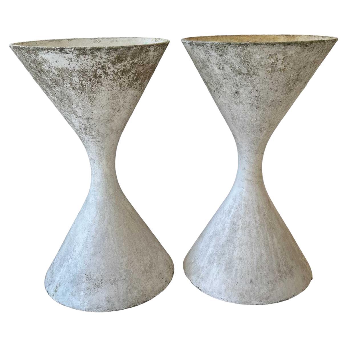 Tall Willy Guhl White Jardinieres (One Available)