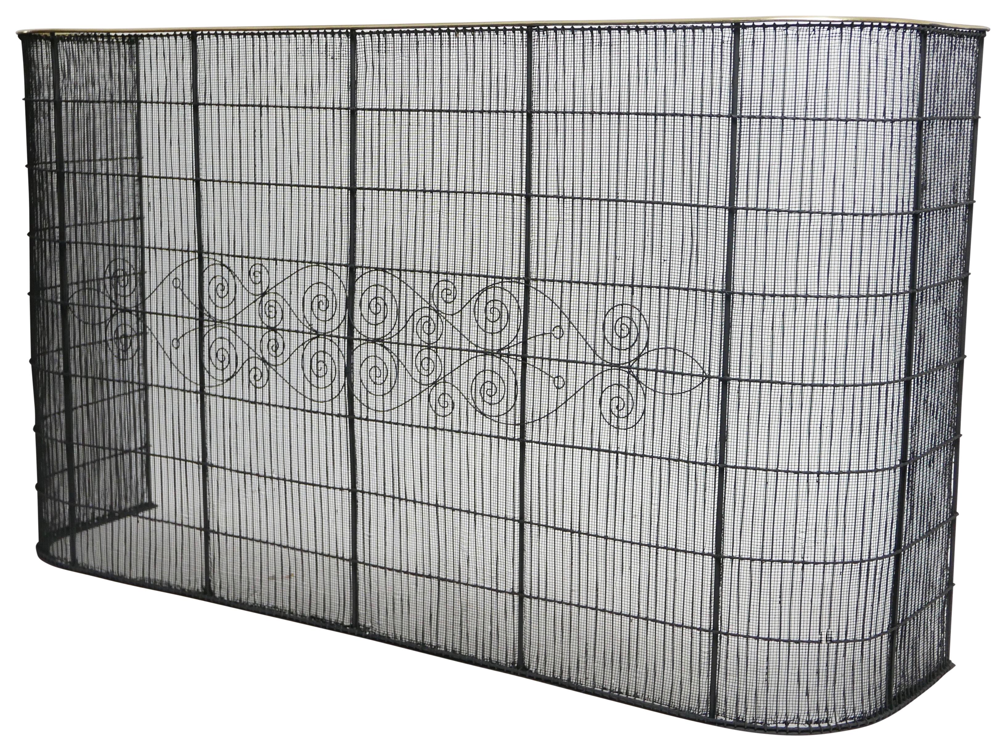 Antique Tall Wire and Brass Fire Screen, English 19th Century 1