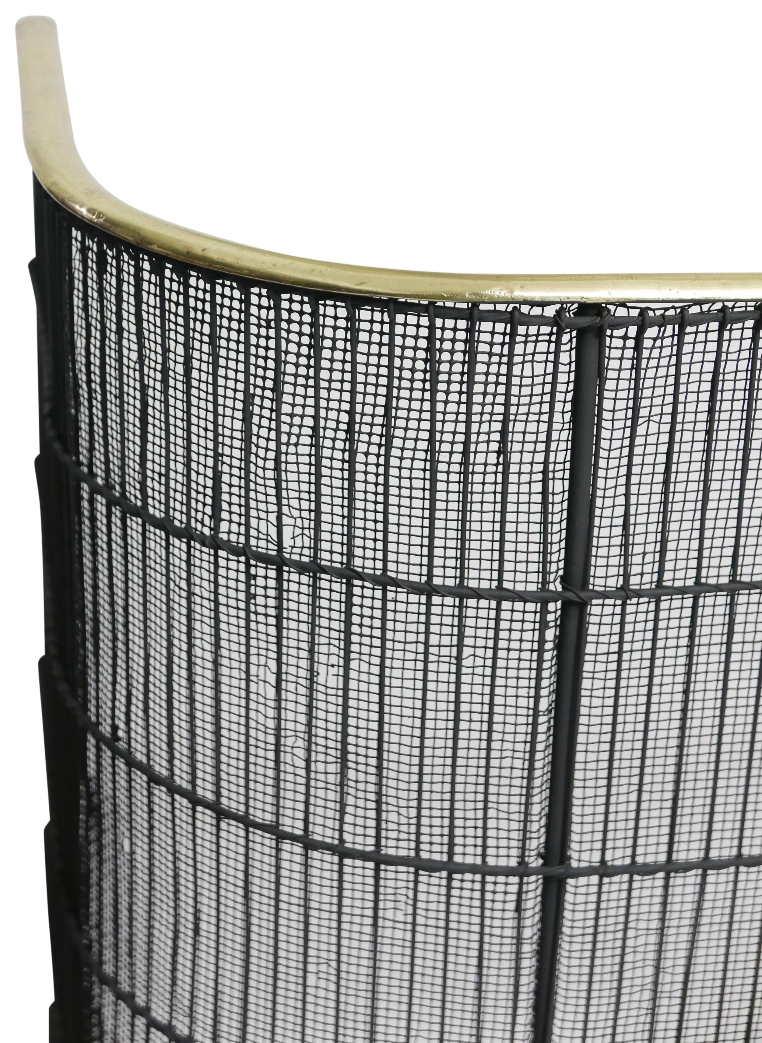 Antique Tall Wire and Brass Fire Screen, English 19th Century 2