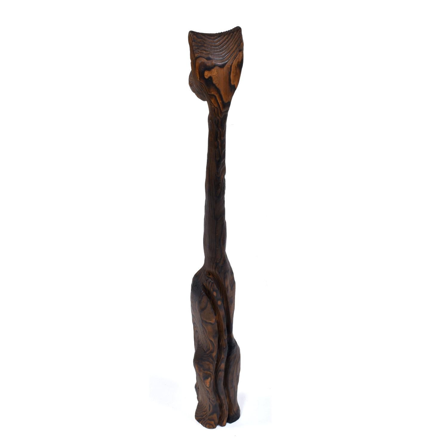 American Tall Witco Cedar Wood Carved Siamese Tiki Cat Sculpture