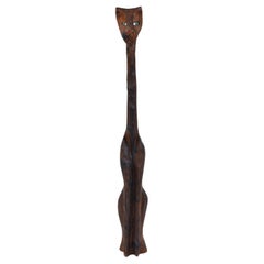 Used Tall Witco Cedar Wood Carved Siamese Tiki Cat Sculpture