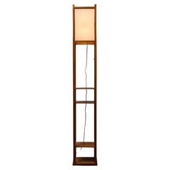 Tall Wood and Glass Japan Inspired Floor Lamp