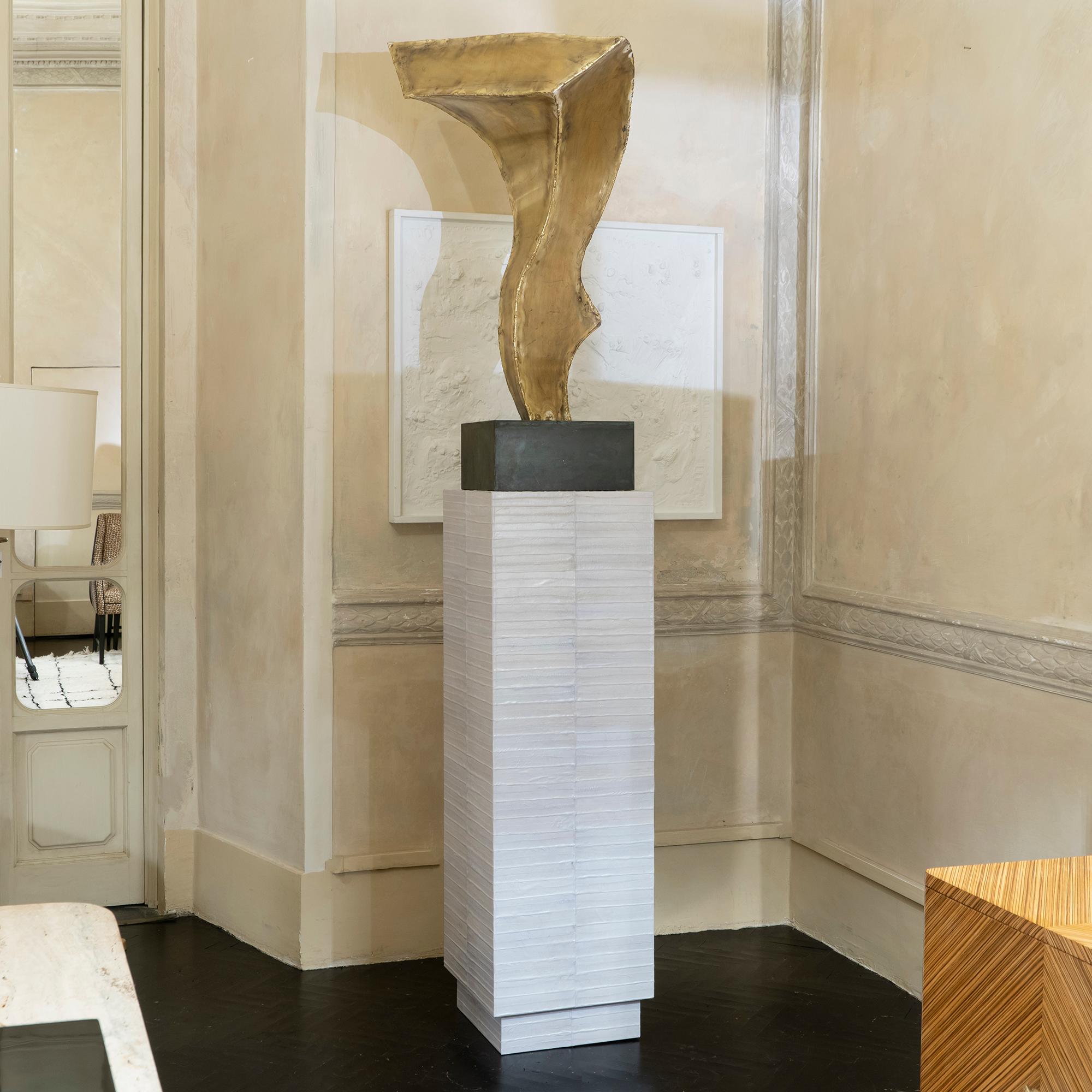 Tall Wood and Ivory Eel Skin Flair Edition Contemporary Pedestal, Italy 2019 5