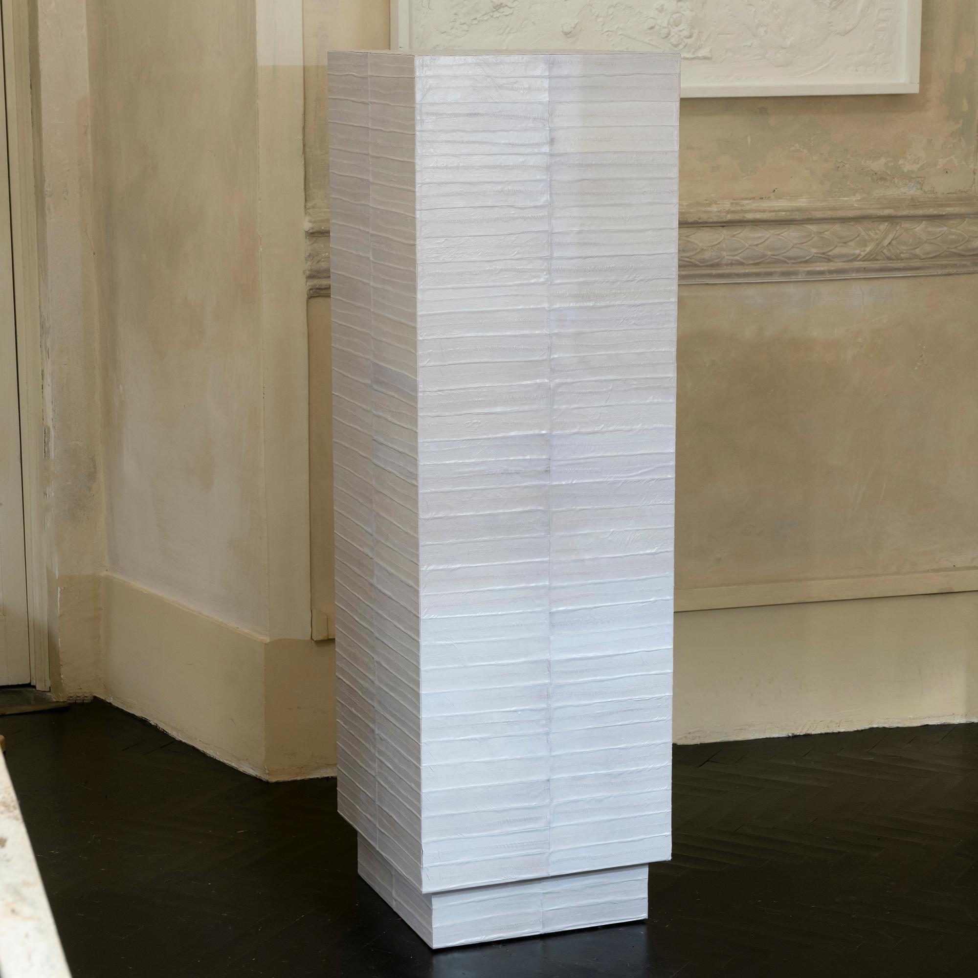 Tall Wood and Ivory Eel Skin Flair Edition Contemporary Pedestal, Italy 2019 2