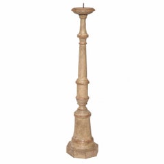 Tall Wood Candlestick from India, Mid-20th Century