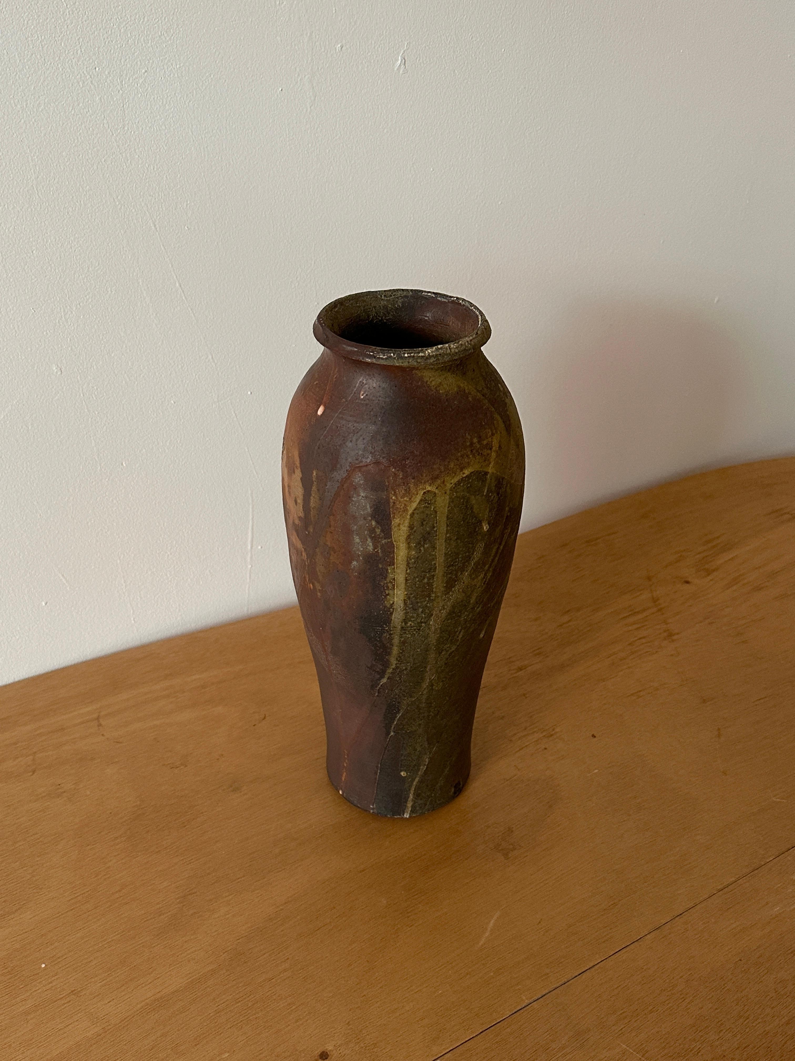 Tall Wood-Fired Ceramic Vase In New Condition For Sale In New York, NY