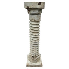 Tall Wood Painted Carved Corkscrew Pedestal Statue Stand Gustavian Style