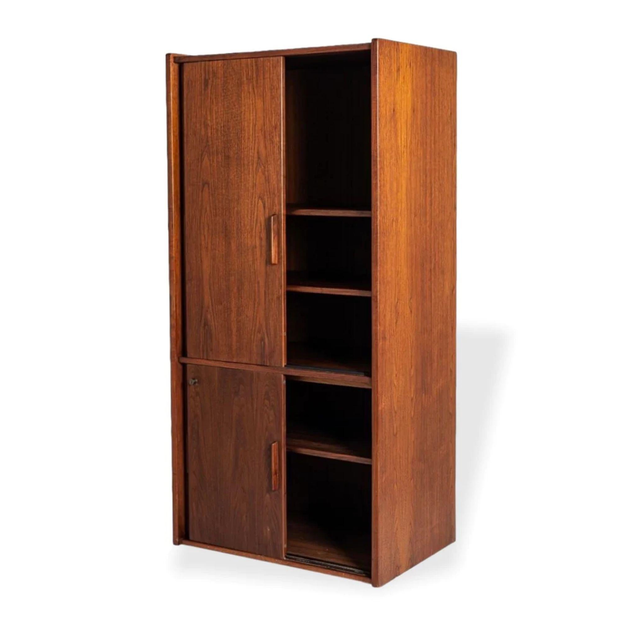 Mid-Century Modern Tall Wood Storage Cabinet in Walnut by Jens Risom
