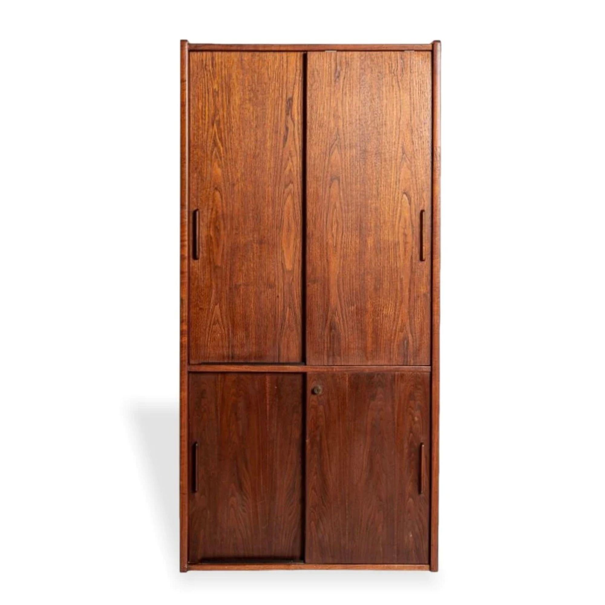 Tall Wood Storage Cabinet in Walnut by Jens Risom In Good Condition In Detroit, MI