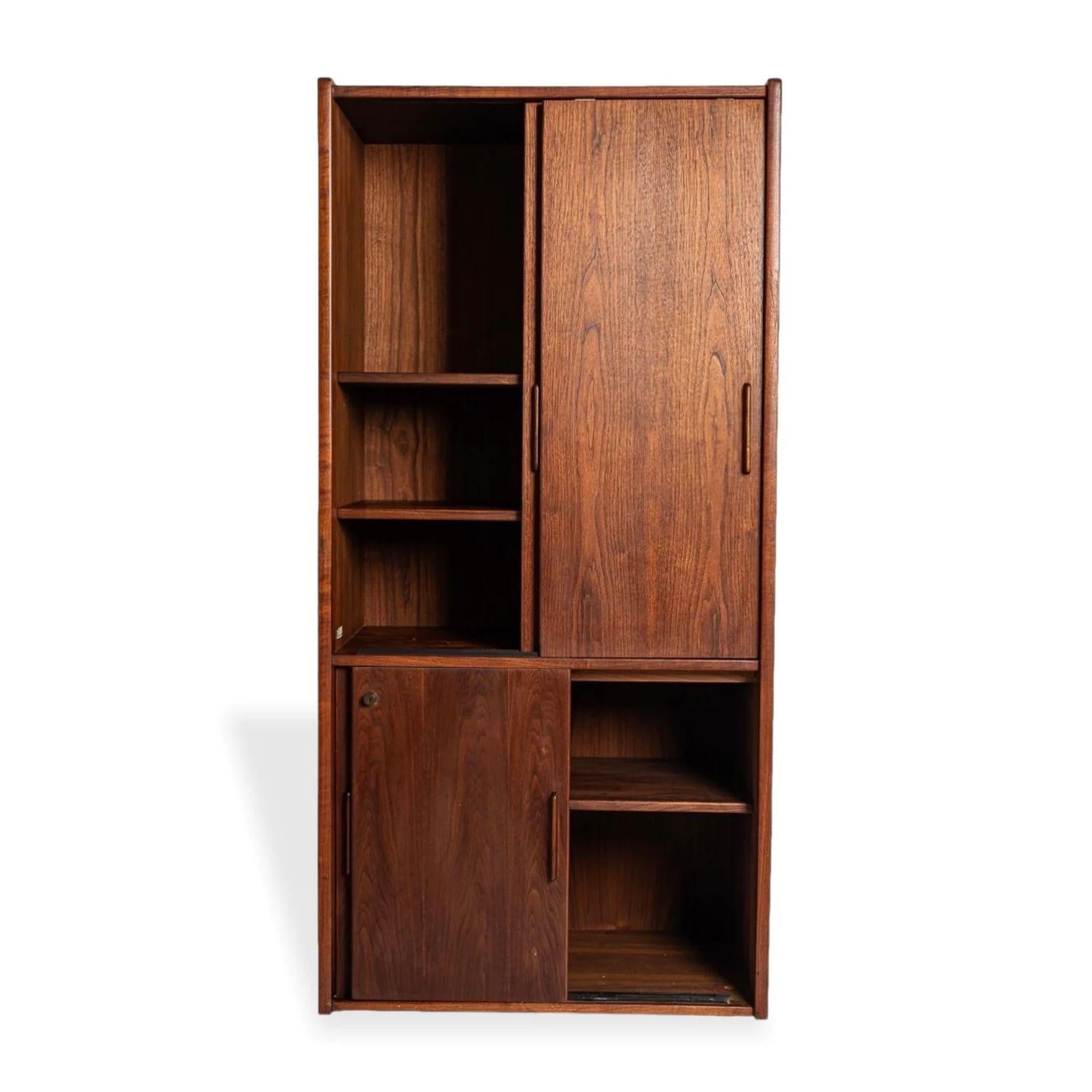 20th Century Tall Wood Storage Cabinet in Walnut by Jens Risom