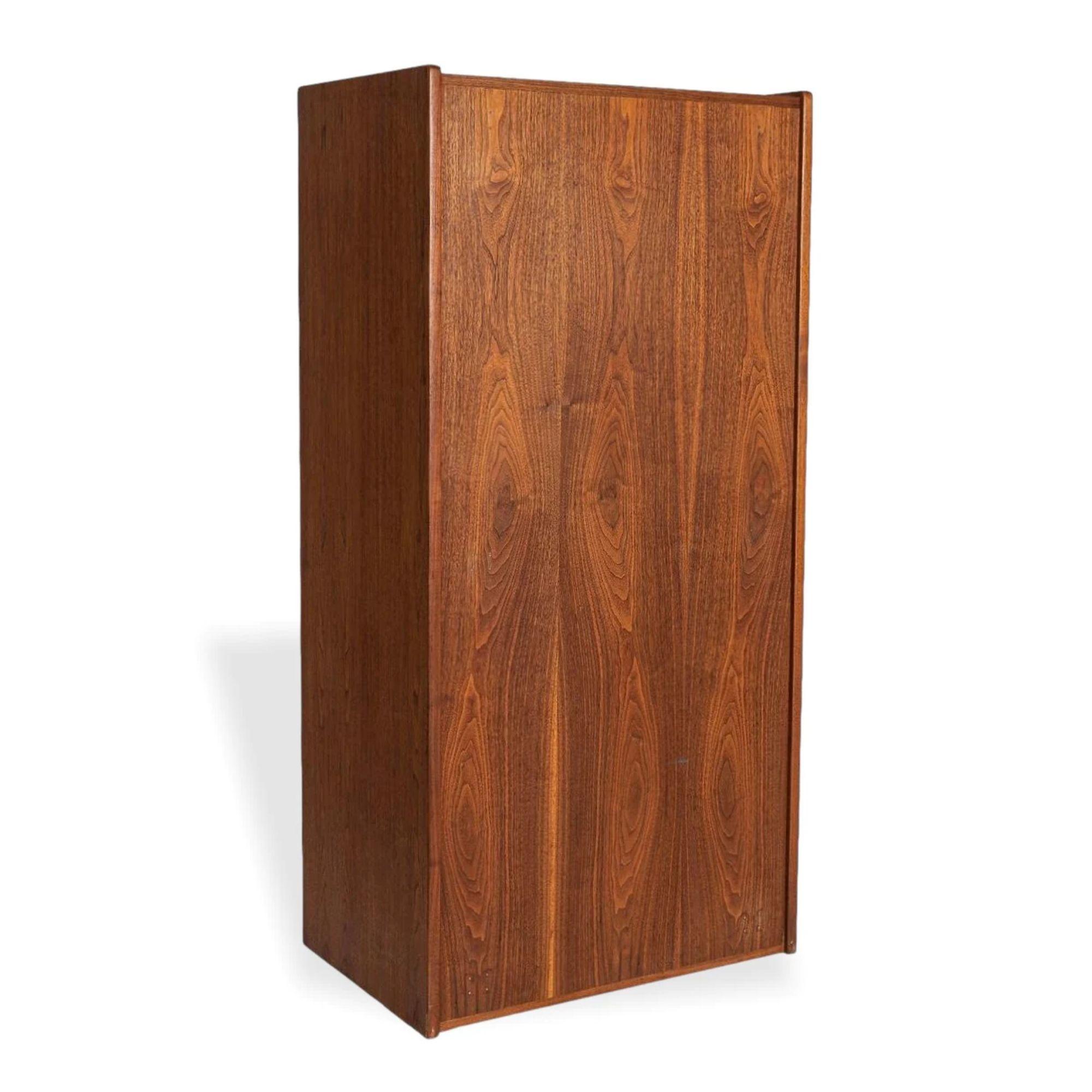 Tall Wood Storage Cabinet in Walnut by Jens Risom 1