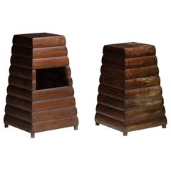 Tall Wooden Fisherman Stools, Belgium circa 1900