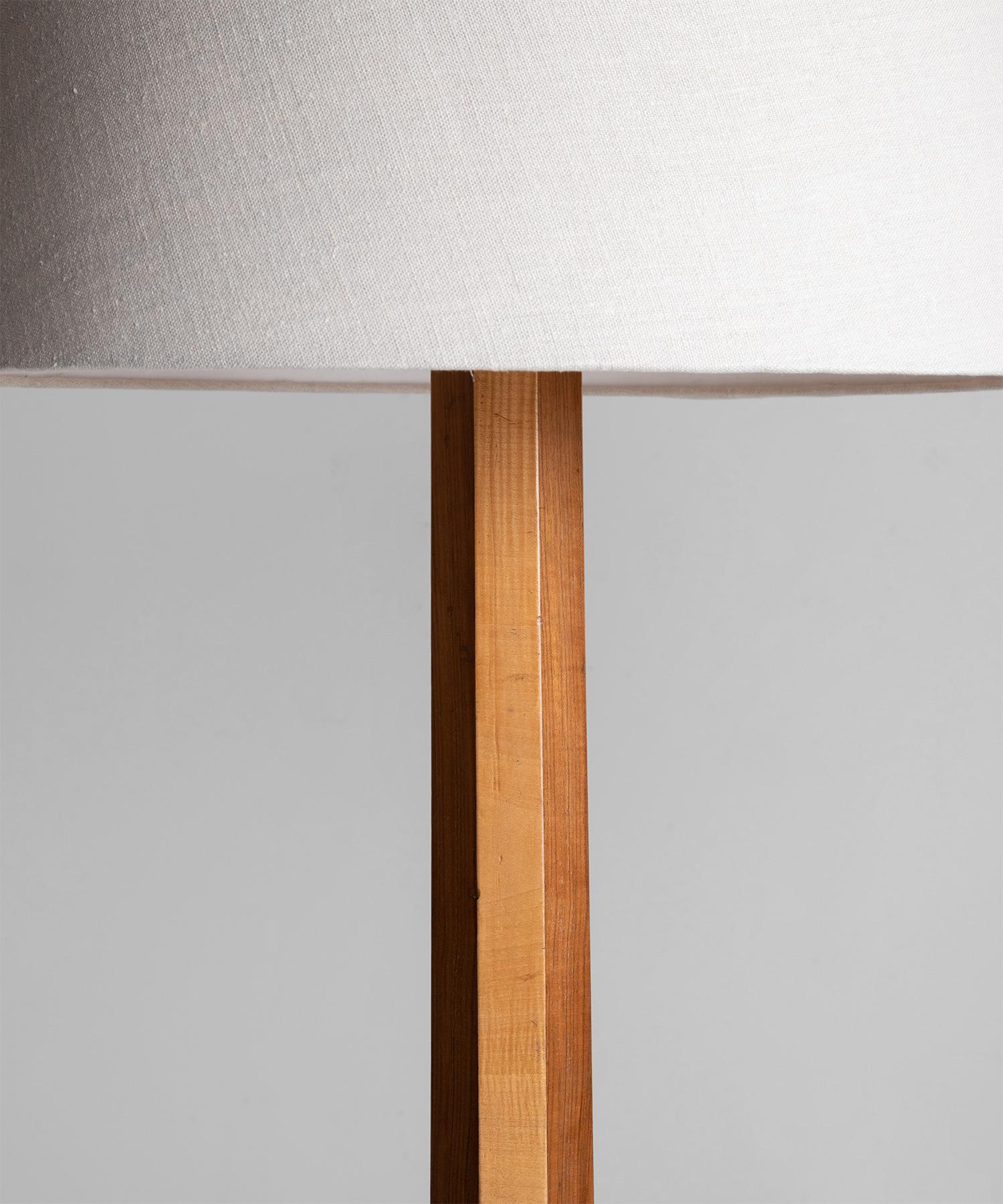 European Tall Wooden Floor Lamps, England, circa 1950