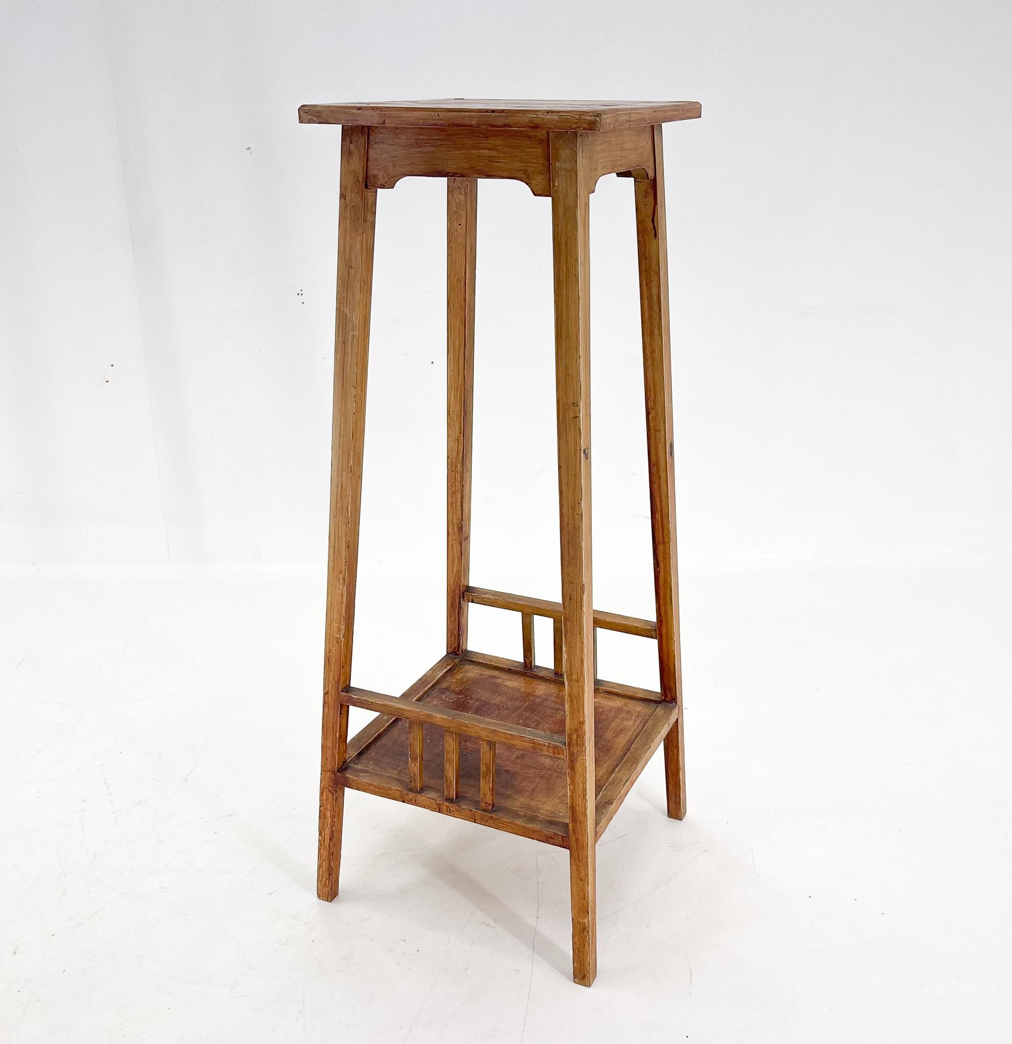 Czech Tall Wooden Plant Stand, 1930s For Sale