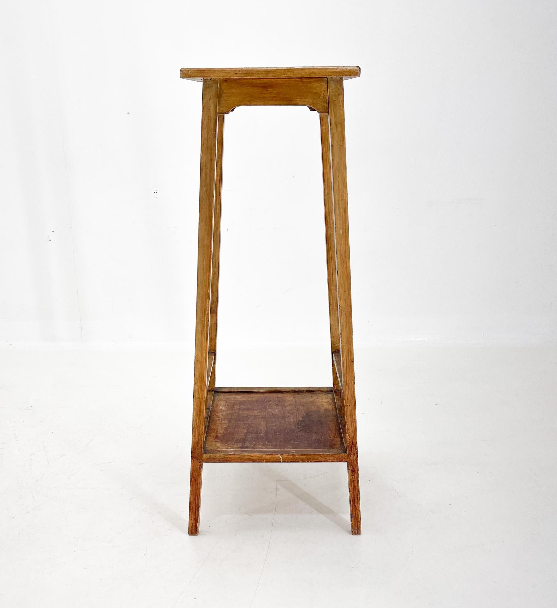 Tall Wooden Plant Stand, 1930s In Good Condition For Sale In Praha, CZ