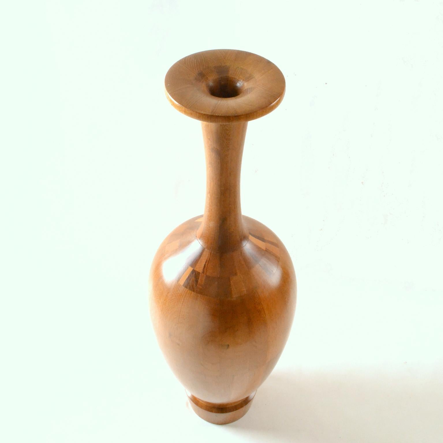 Belgian Tall Wooden Vase by Maurice Bonami, Attributed to De Coene Frères For Sale