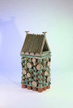 Tall Woven High Fired Stoneware Sculpture by Milan Pekař and Tereza Sluková