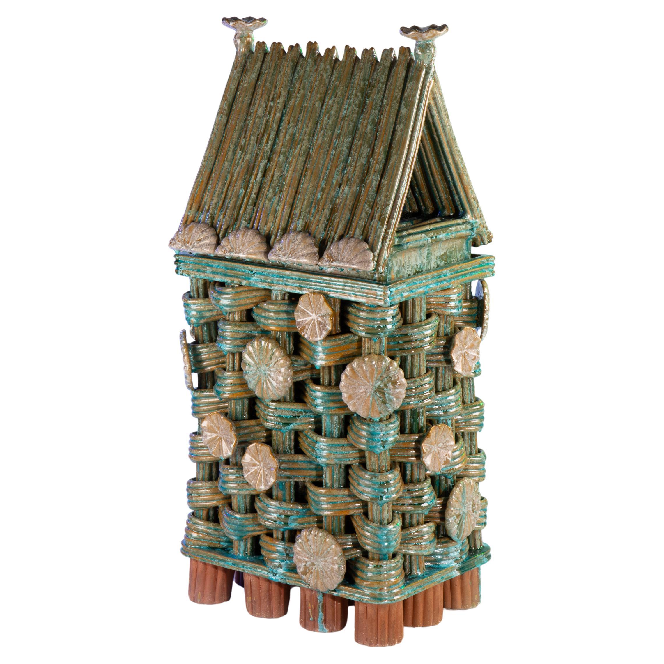 Tall Woven High Fired Stoneware Sculpture by Milan Pekař and Tereza Sluková For Sale