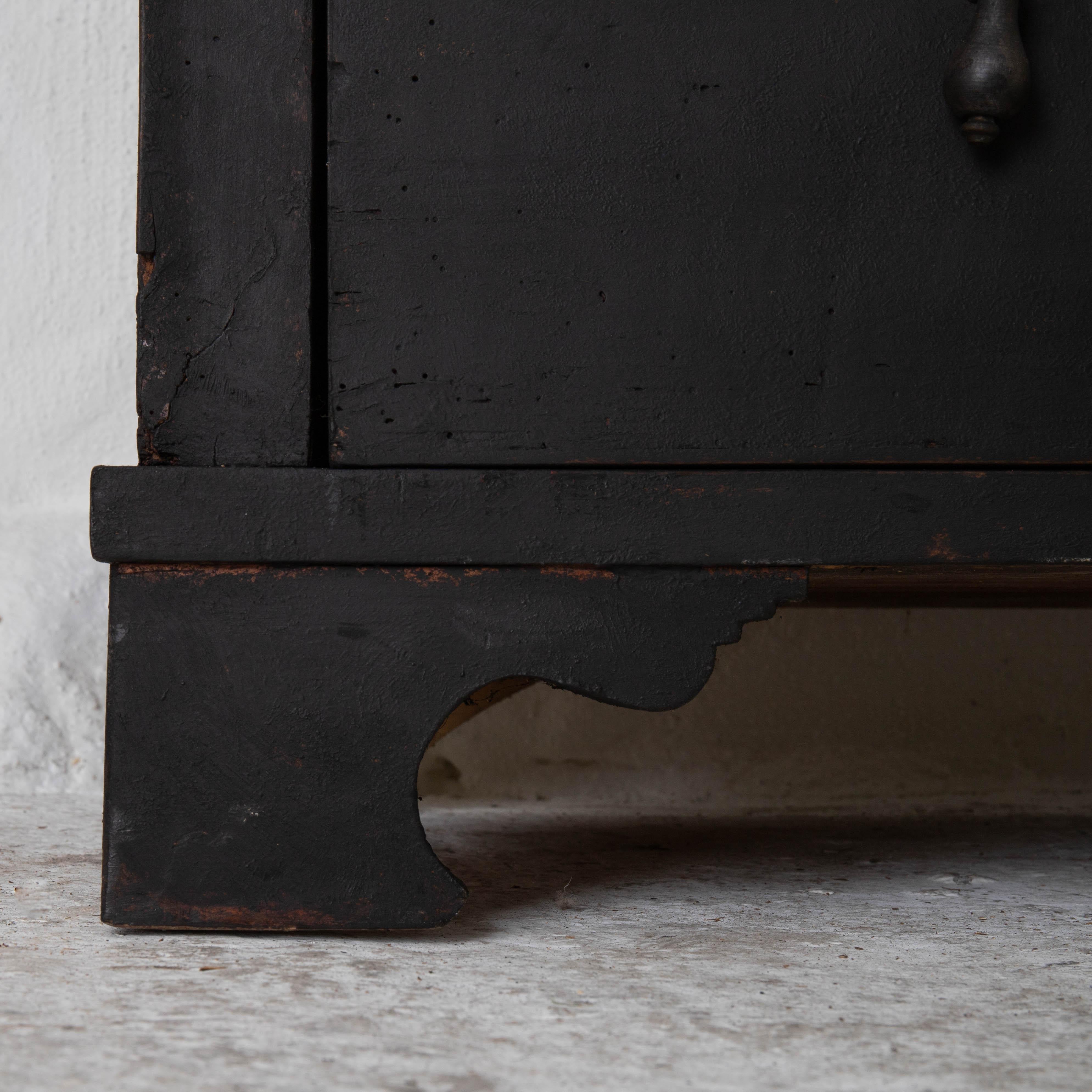 Hand-Painted Tall Writing Desk Secretary Swedish Black 19th Century Sweden